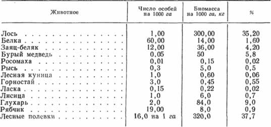 Биомасса охотничьих животных