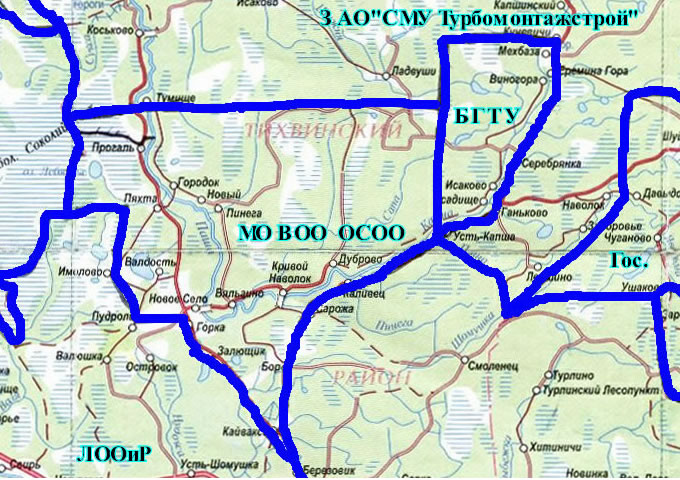 Карта охотугодий ленинградской